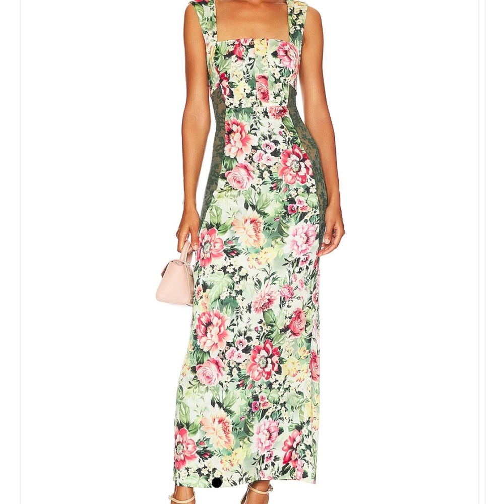 LPA “Diana” Maxi Dress in Green Rosa Floral from Revolve size XS